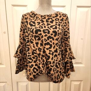 BOLD elements Animal Print Bell Sleeve Blouse